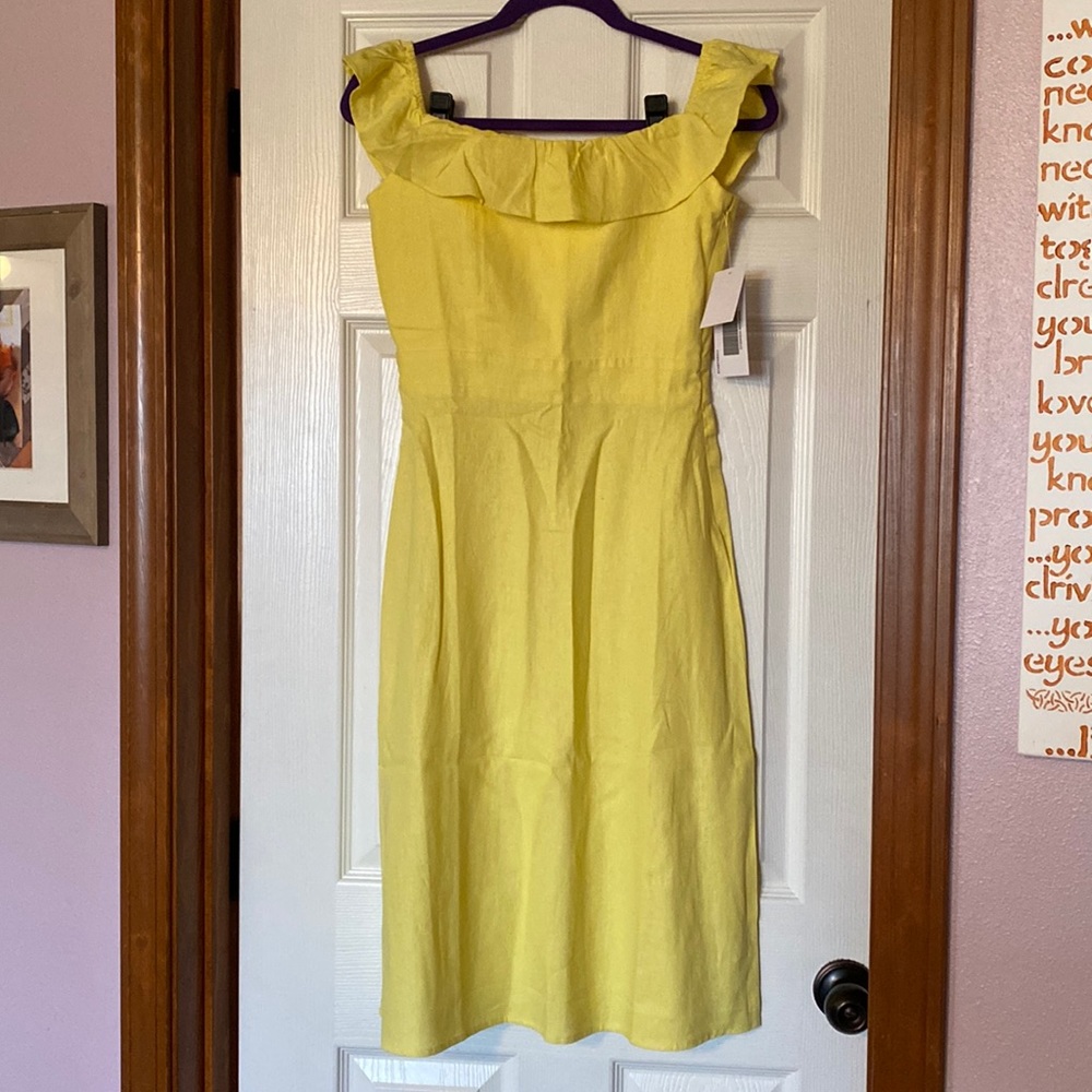 JustFab Lemon yellow S, sleeveless linen dress